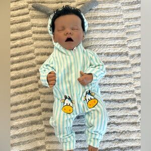 Reborn sleeping baby boy doll African American